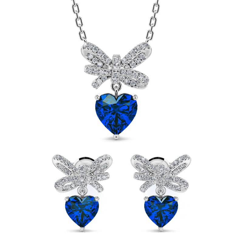 Jeulia Bowknot Love Heart Sterling Silver Jewelry Set