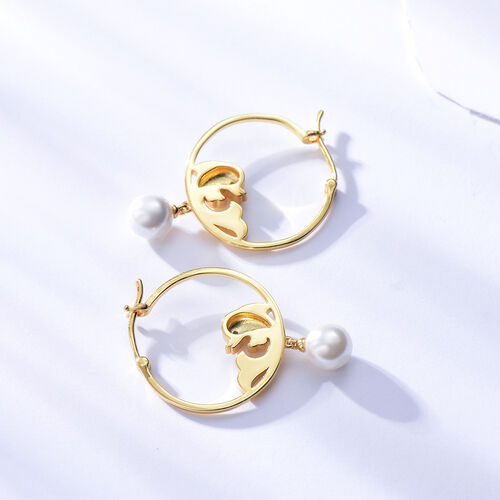 Jeulia "Jumping Dolphin" Pearl Sterling Silver Earrings