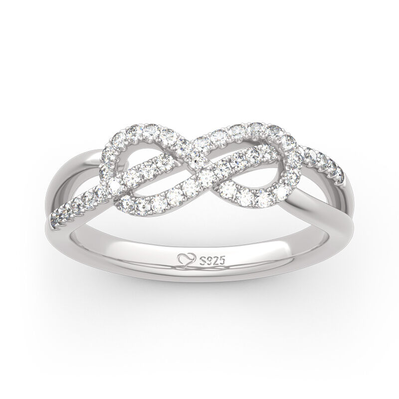 Jeulia Infinity Knot Design Sterling Silver Band