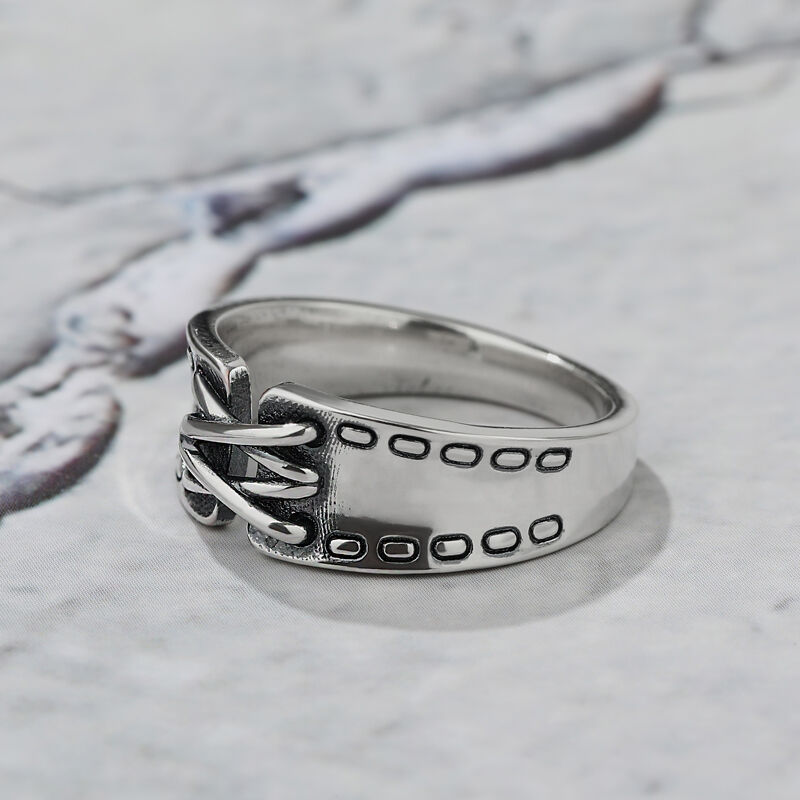 Jeulia "Punk Style" Belt Design Sterling Silver Ring