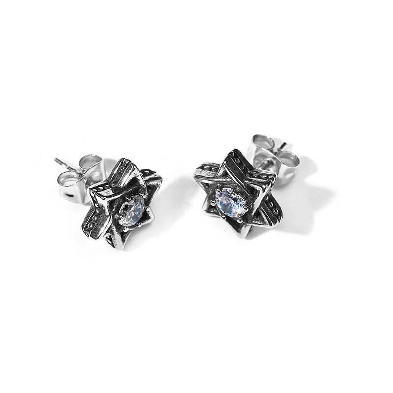 Jeulia Hexagram Stainless Steel Men's Earrings