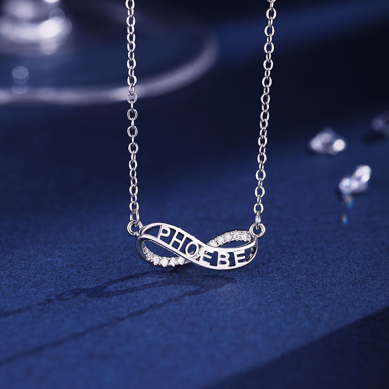 Jeulia "Everlasting Love" Personalized Sterling Silver Necklace