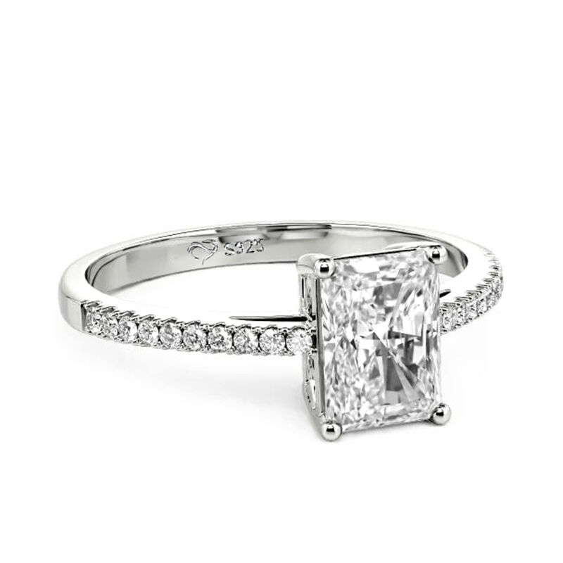 Jeulia Emerald Cut Sterling Silver Engagement Ring