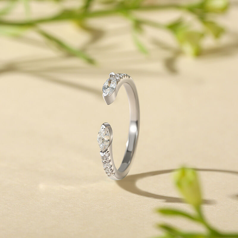 Jeulia Simple Open Stackable Women Wedding Ring with Pave Set Band