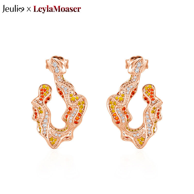 Jeulia x Leyla “Sunset Desert” Rose Gold Irregular Drop Earrings Sterling Silver