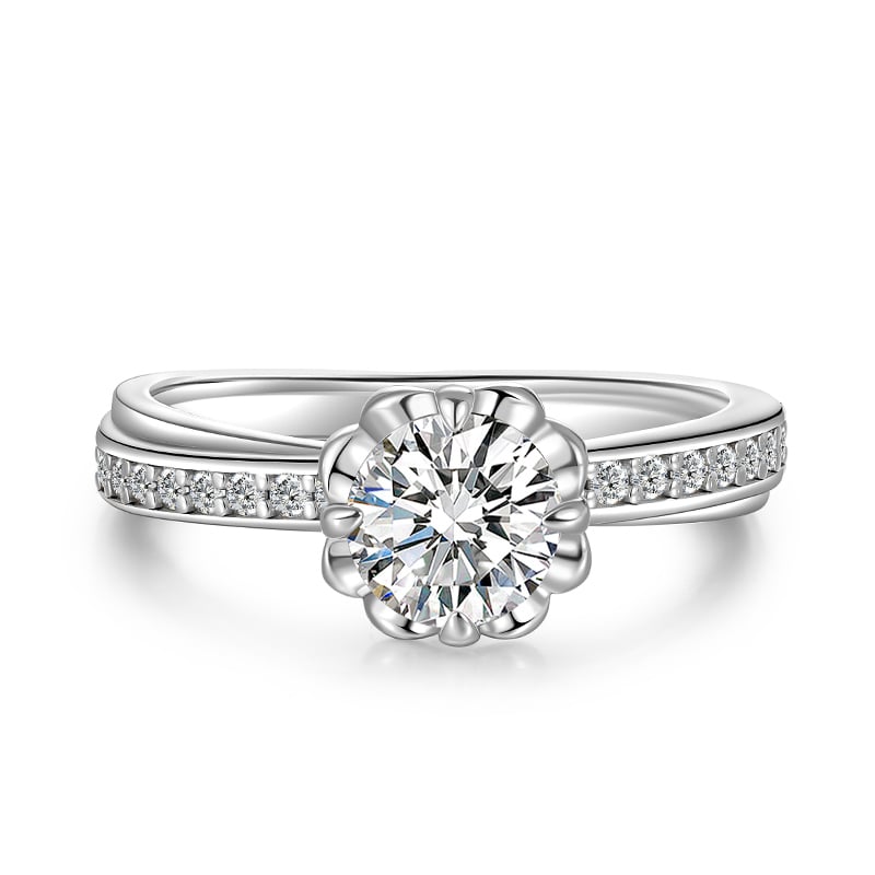 Jeulia Twist Flower Promise Ring Sterling Silver