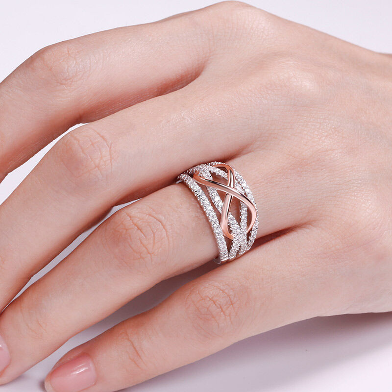 جوليا خاتم إنفينيتي من الفضة الإسترليني النسائية بلونين
