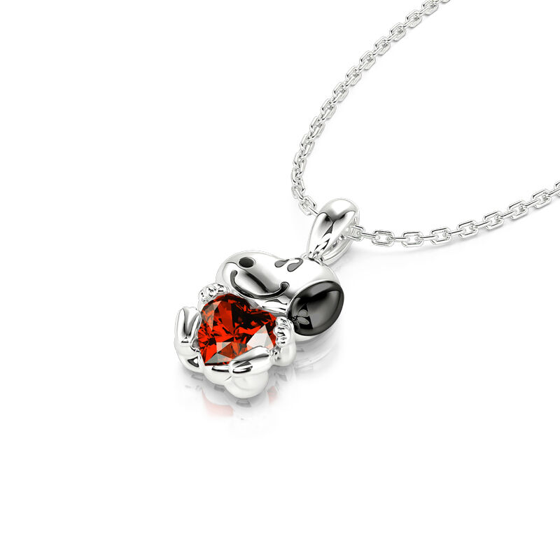 Jeulia Hug Me "Live in The Present" Puppy Heart Cut Sterling Silver Necklace