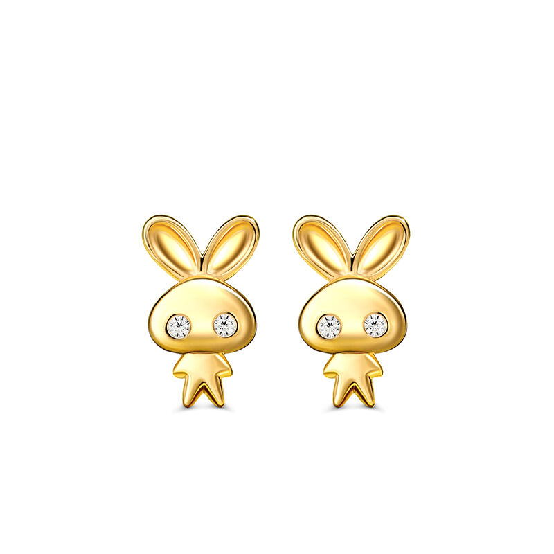 Jeulia "Sweet Bunny" Sterling Silver Children's Earrings