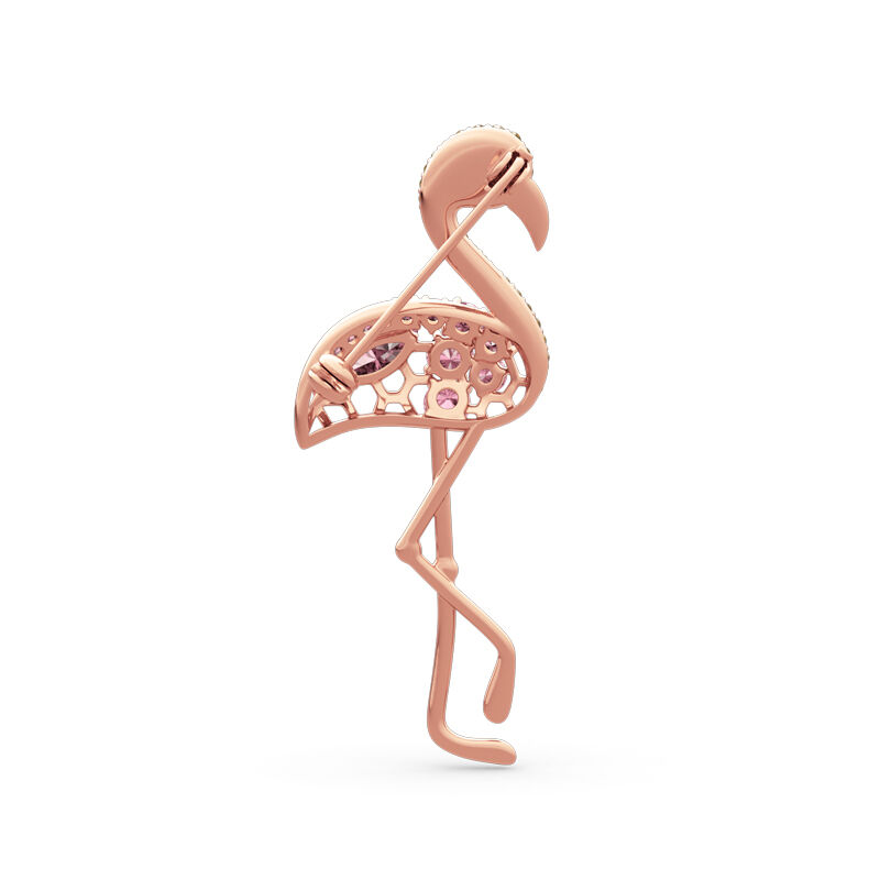Jeulia "Fiery Passion" Flamingo Design Sterling Silver Brosch