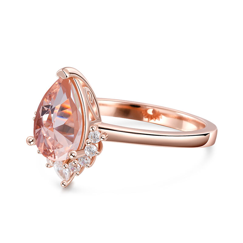 Jeulia Pear Cut Synthetic Morganite Sterling Silver Ring