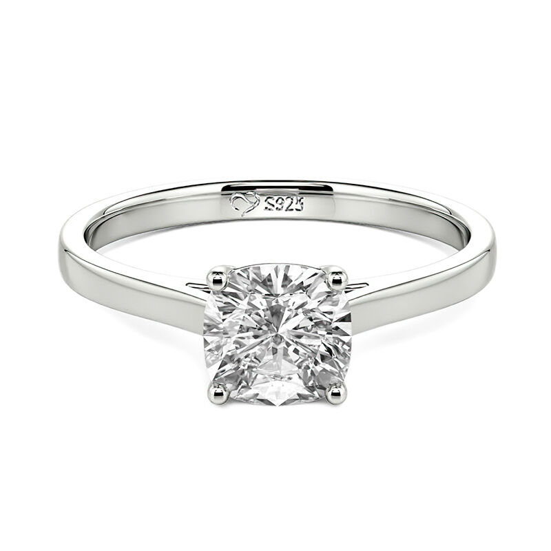 Jeulia Cushion Cut Solitaire Sterling Silver Engagement Ring