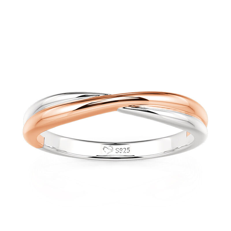 Jeulia Two Tone Minimalist Twist Men's Wedding Ring