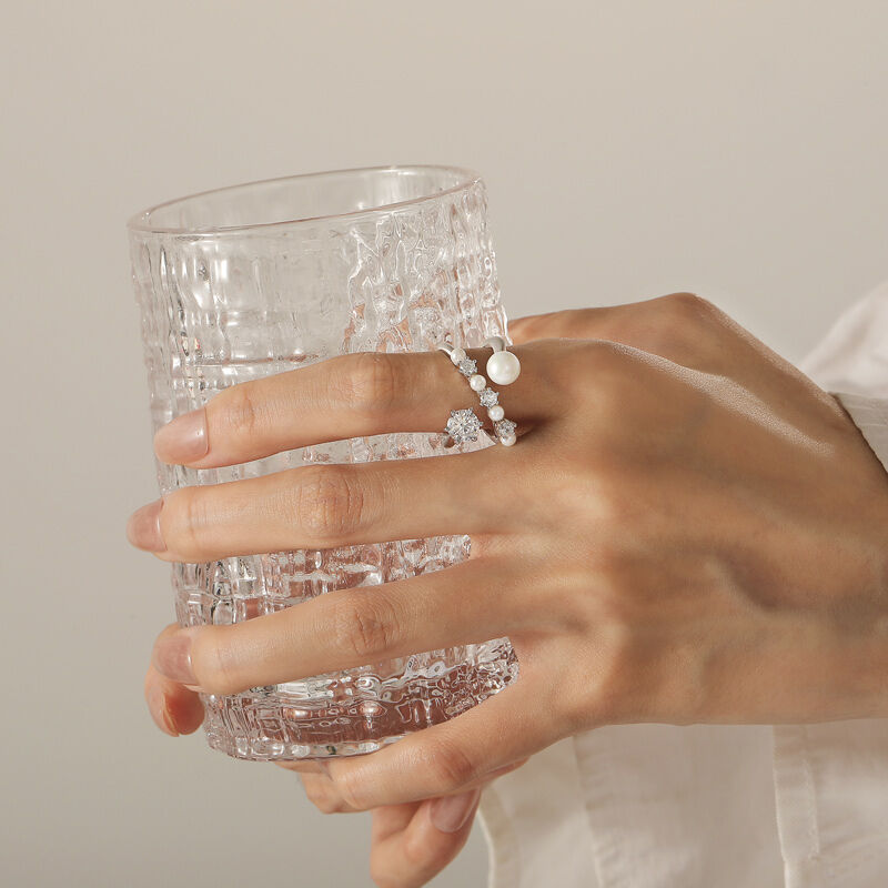 Jeulia Crossover Rundskuren Pärlring för Kvinnor i Sterling Silver
