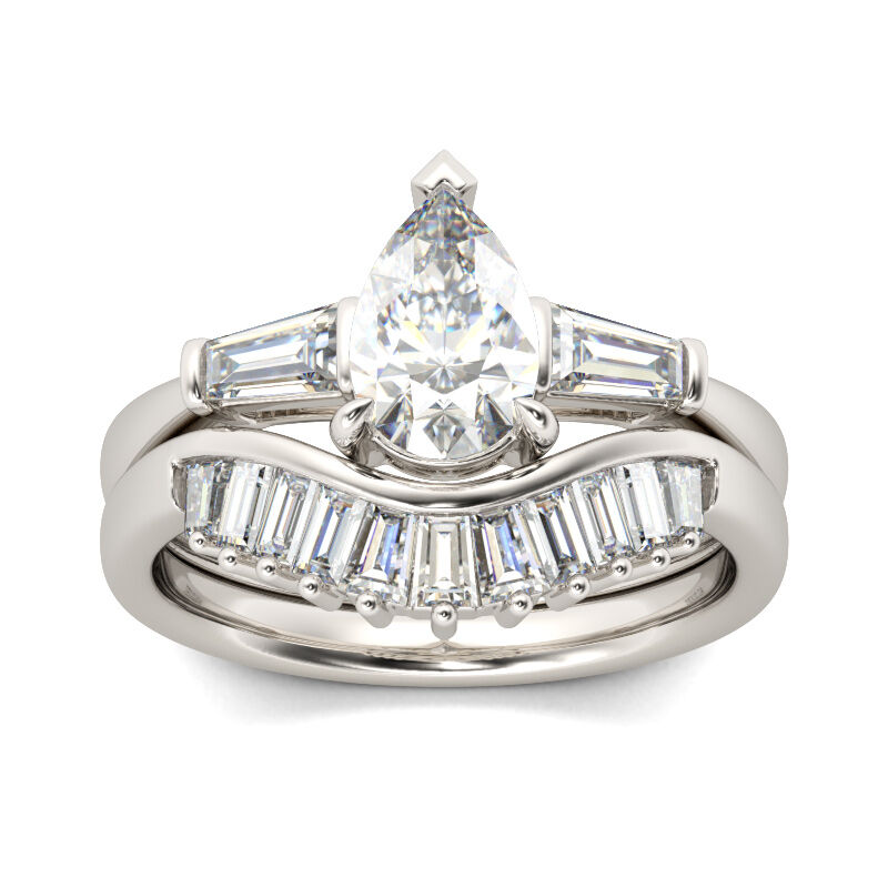 Jeulia Conjunto De Anillo De Talla Pera En Plata De Ley