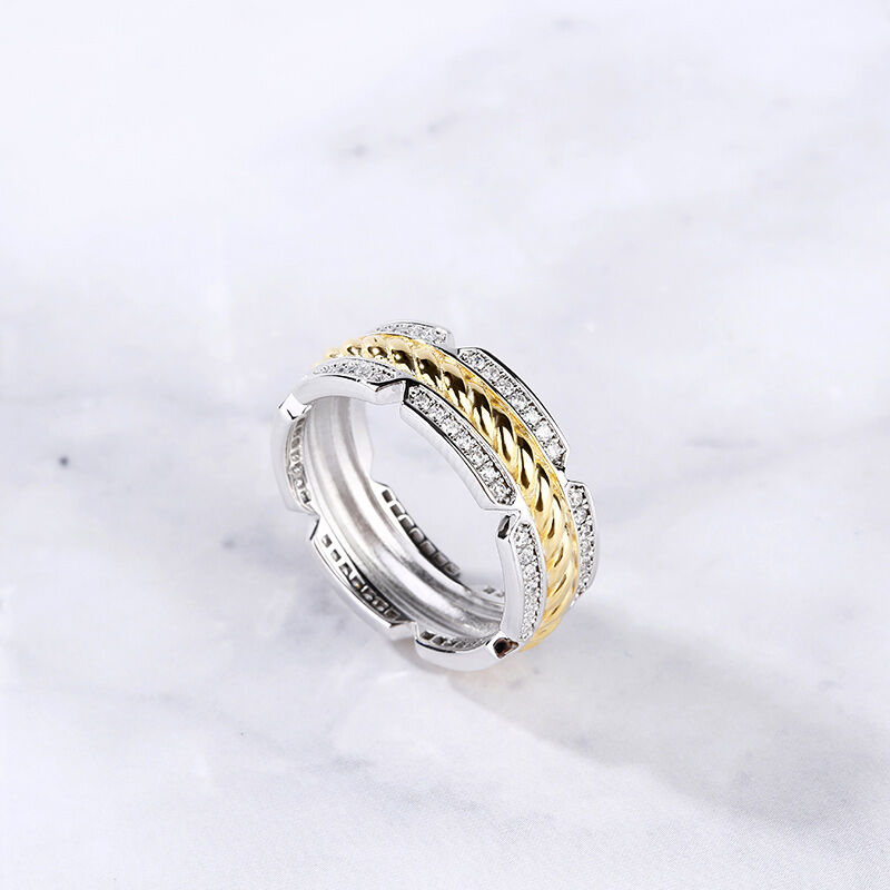 جوليا خاتم من الفضة الإسترليني بلونين بتصميم حبل للرجال