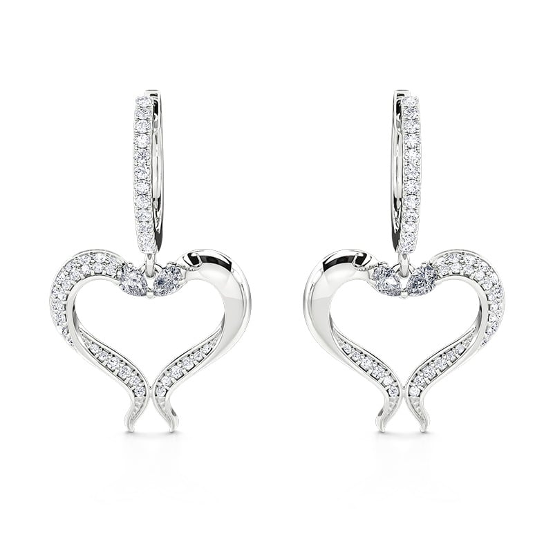 Jeulia "Fishes Dance" Heart-Shaped Sterling Silver Earrings