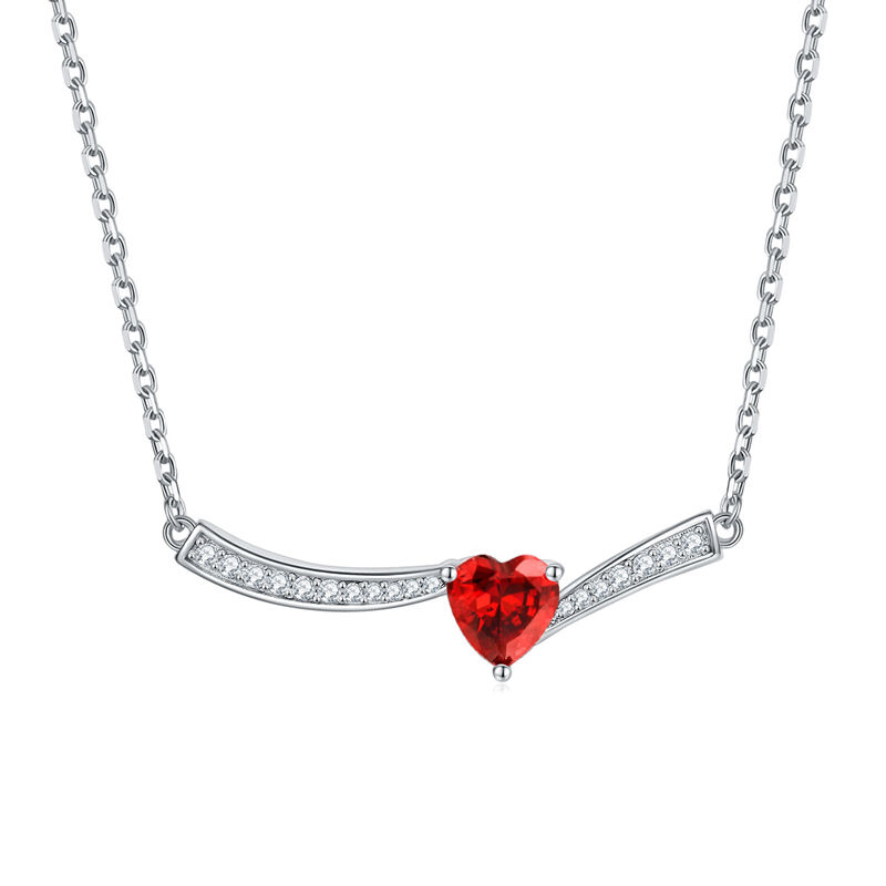 Jeulia "Heartbeat Attraction" Heart Cut Sterling Silver Necklace
