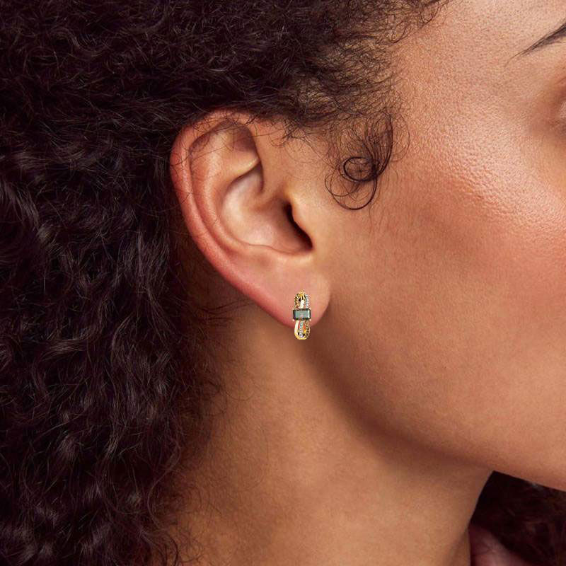 Jeulia Two Tone Crossover Emerald Cut  Sterling Silver Earrings
