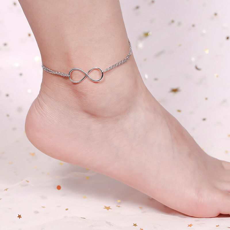 Jeulia tre lager Infinity Design Sterling Silver Anklet