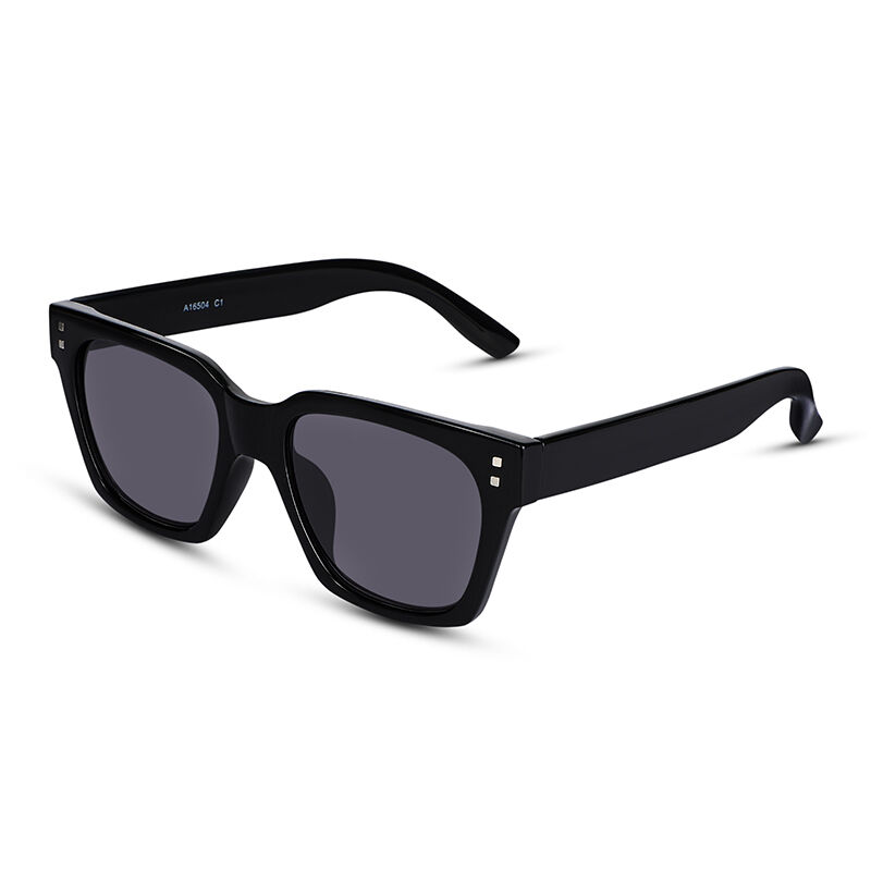 Jeulia Czarne okulary przeciwsłoneczne Rectangle Unisex "Kostka cukru"