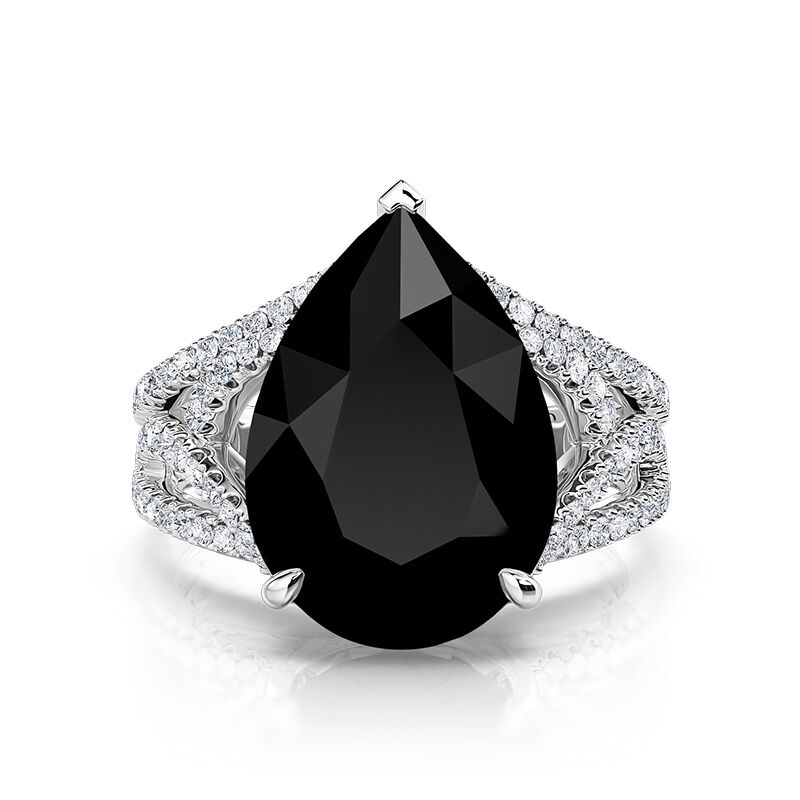 Jeulia Simple Black Thorn Pear Cut Engagement Ring Sterling Silver