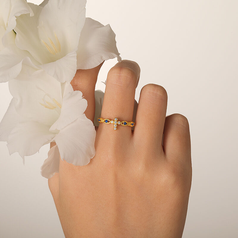 Jeulia God Jezus Vis & Kruis Sterling Zilver Ring