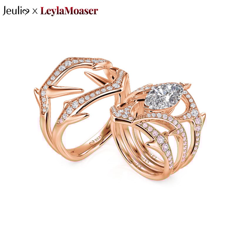 Jeulia x Leyla Dense Thorn Couple Rings