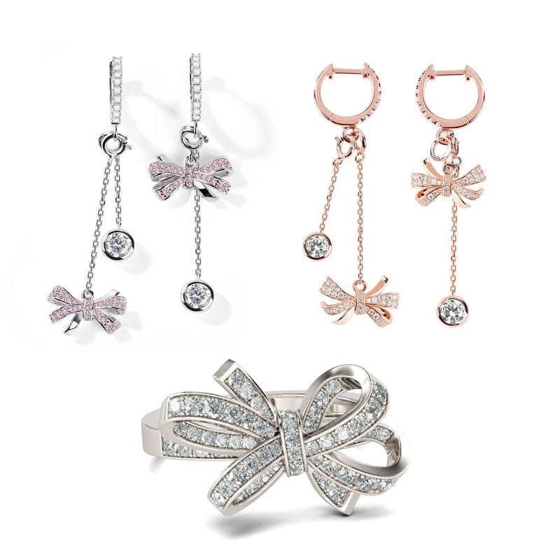 Jeulia Bowknot Sterling Silver Jewelry Set