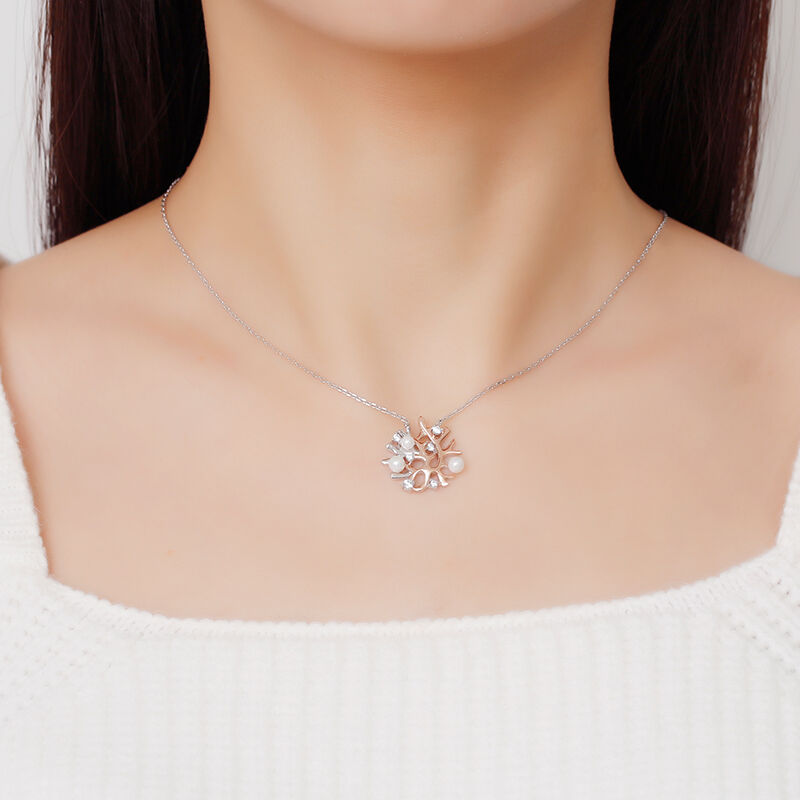 Jeulia Collar de coral de plata esterlina de perlas cultivadas