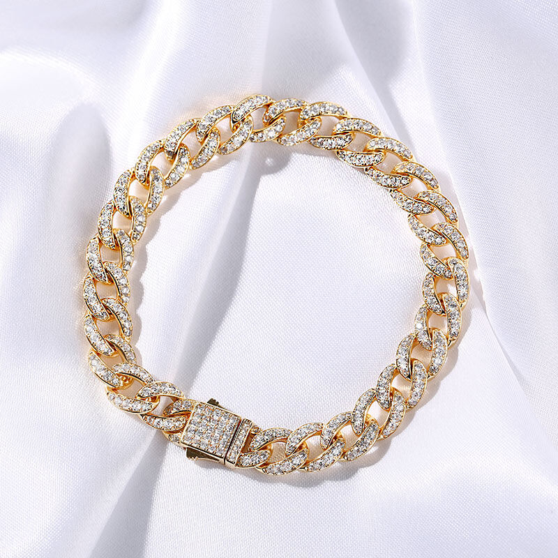 Jeulia Chain Design Round Cut Sterling Silver Bracelet