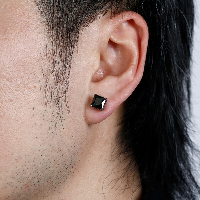 Jeulia Punk Hip-Hop Men's Titanium Steel Stud Earrings