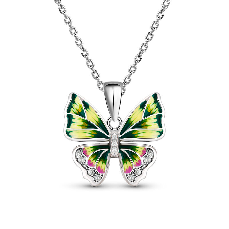 Jeulia Conjunto de joyas con esmalte de mariposas de plata de ley