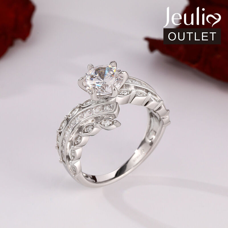 Jeulia Bypass Round Cut Sterling Silver Ring