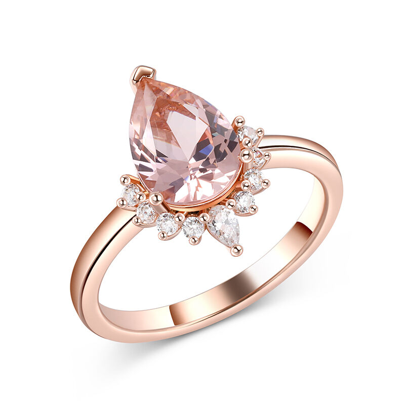 Jeulia Pear Cut Synthetic Morganite Sterling Silver Ring