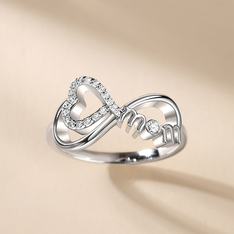 Jeulia "Infinity Love" Mom Heart Sterling Silver Ring