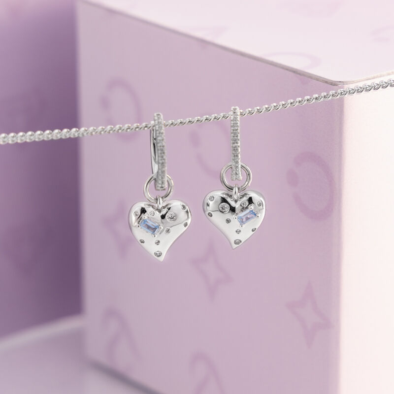 Jeulia Orecchini Pendenti a Forma di Cuore in Argento Sterling