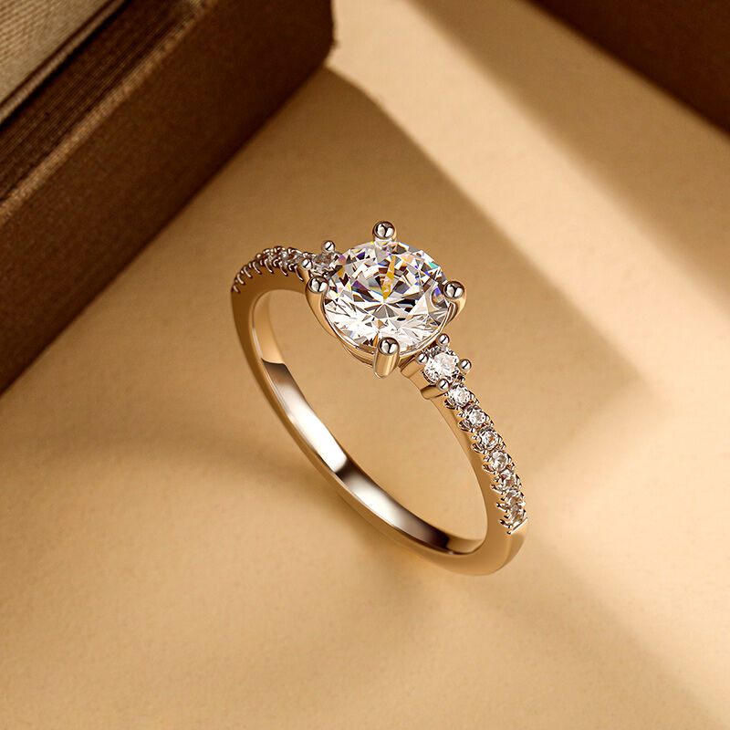 Jeulia Anillo de Boda Tres Piedras Simple Personalizado