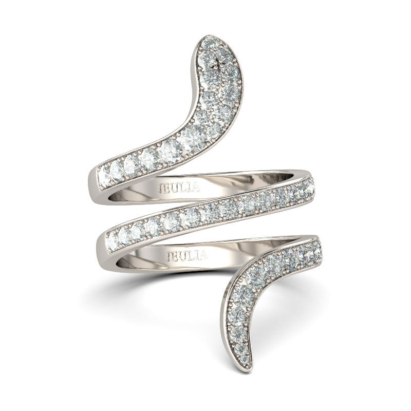 Jeulia Snake Shape Sterling Silver Cocktail Ring