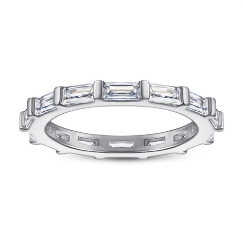 Jeulia Simple Radiant Cut Sterling Silver Women's Band