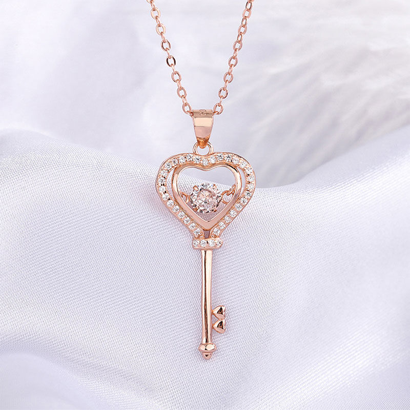 Jeulia Heart Key Sterling Silver Necklace