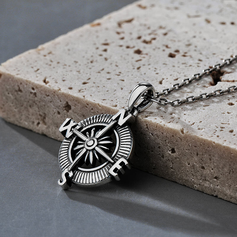 Jeulia Compass Design Sterling Silver Necklace