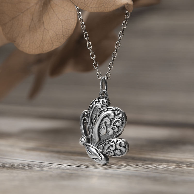 Jeulia "Noble Butterfly" Sterling Silver Necklace