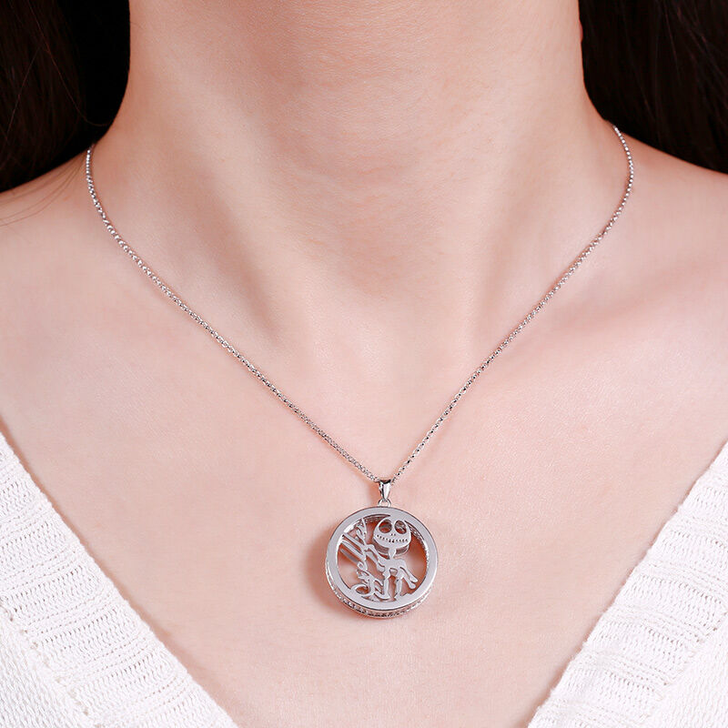 Jeulia Skull Design Personalized Sterling Silver Necklace