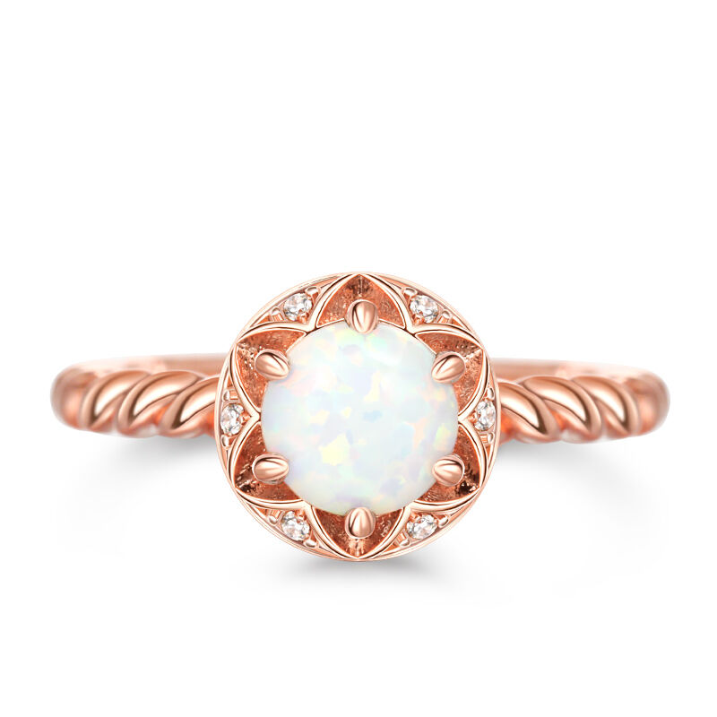 Jeulia Twist Shank Opal Sterling Silver Engagement Ring