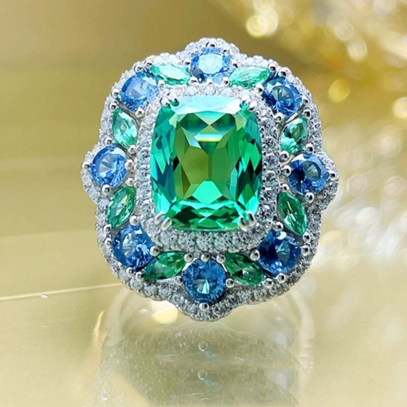 Jeulia "Monet's Garden" Vintage Emered Halo Adjustable Engagement Ring