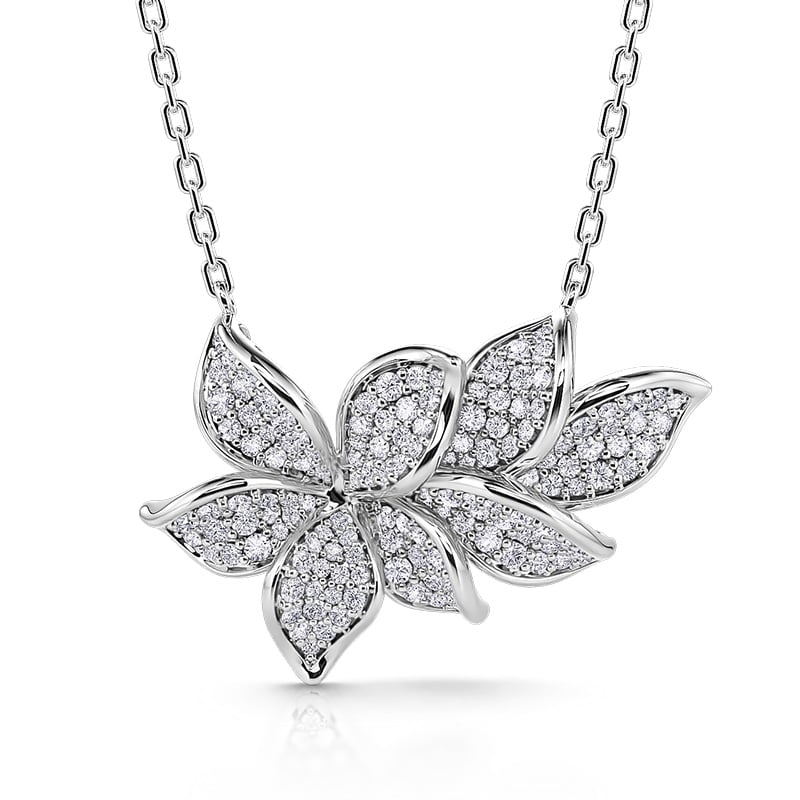 Jeulia Petal Bloom Design Sterling Silver Necklace