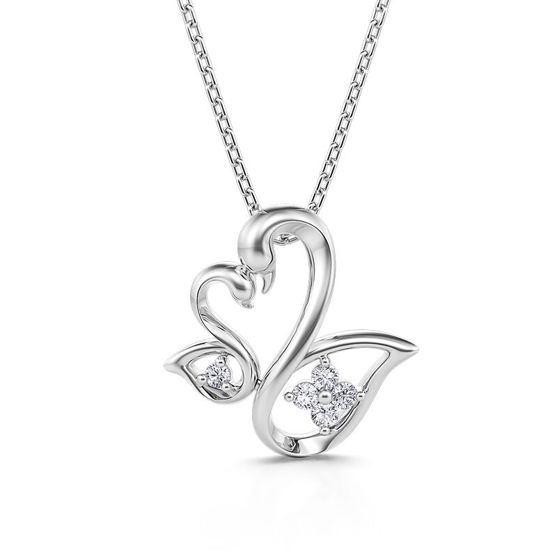 Jeulia "Graceful love" Swan Design Sterling Silver Necklace