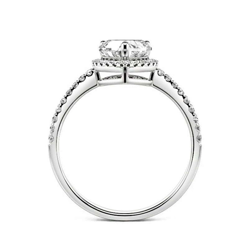 Jeulia Heart Cut Halo Sterling Silver Engagement Ring