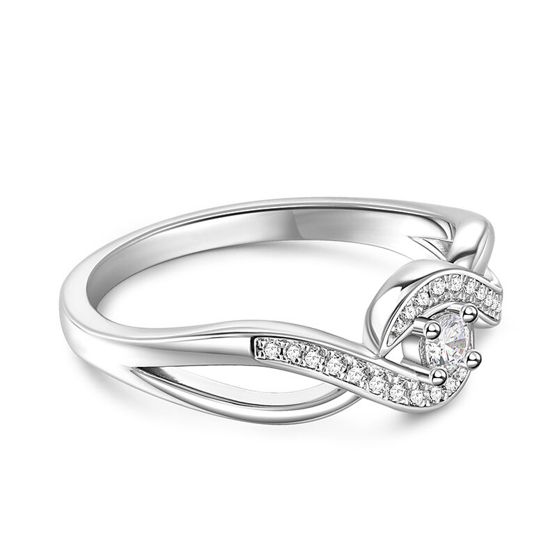 Jeulia Twist Infinity Round Cut Sterling Silver Promise Ring